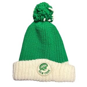 New York Jets NFL Knit Beanie Hat Green White Pom‎ Winter Football Sport
